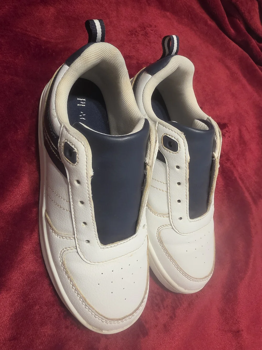 The Children's Place White and Navy Kids Slip-On Sneakers